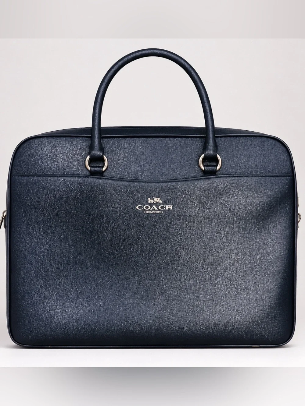 Coach F39022 Black Crossgrain Leather Briefcase Laptop Bag Crossbody Strap